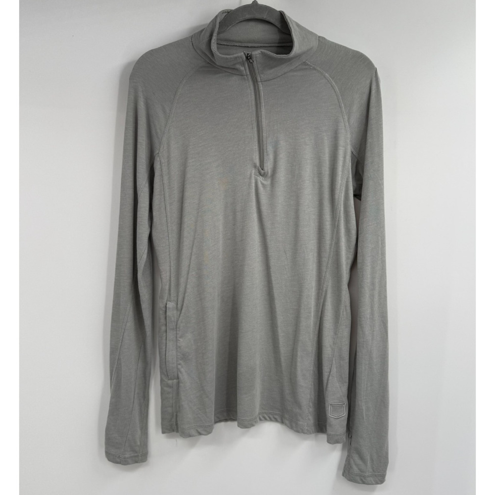 Scottevest Quarter Zip Pullover Mens Large Gray Long Sleeve Thumbhole Travel